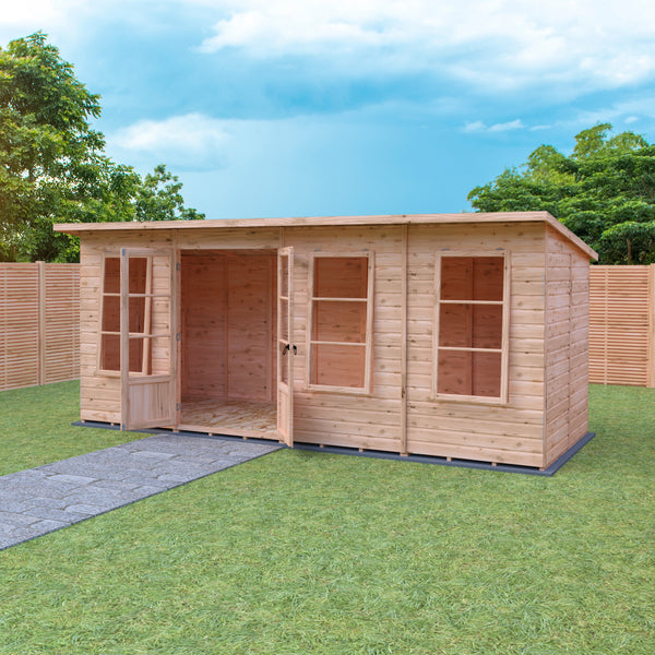 Shire 16x6 Dahlia Pent Summerhouse 12mm Shiplap interlock cladding