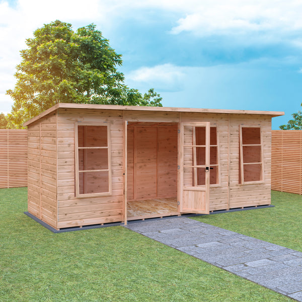 Shire 16x6 Dahlia Pent Summerhouse 12mm Shiplap interlock cladding