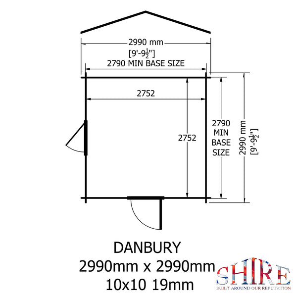 Shire Danbury 10x10 Log Cabin 19mm interlock  Cladding - Best Shed