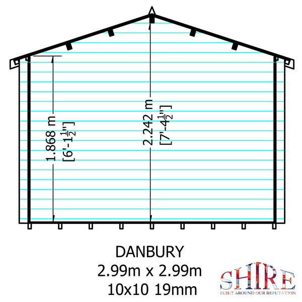Shire Danbury 10x10 Log Cabin 19mm interlock  Cladding - Best Shed