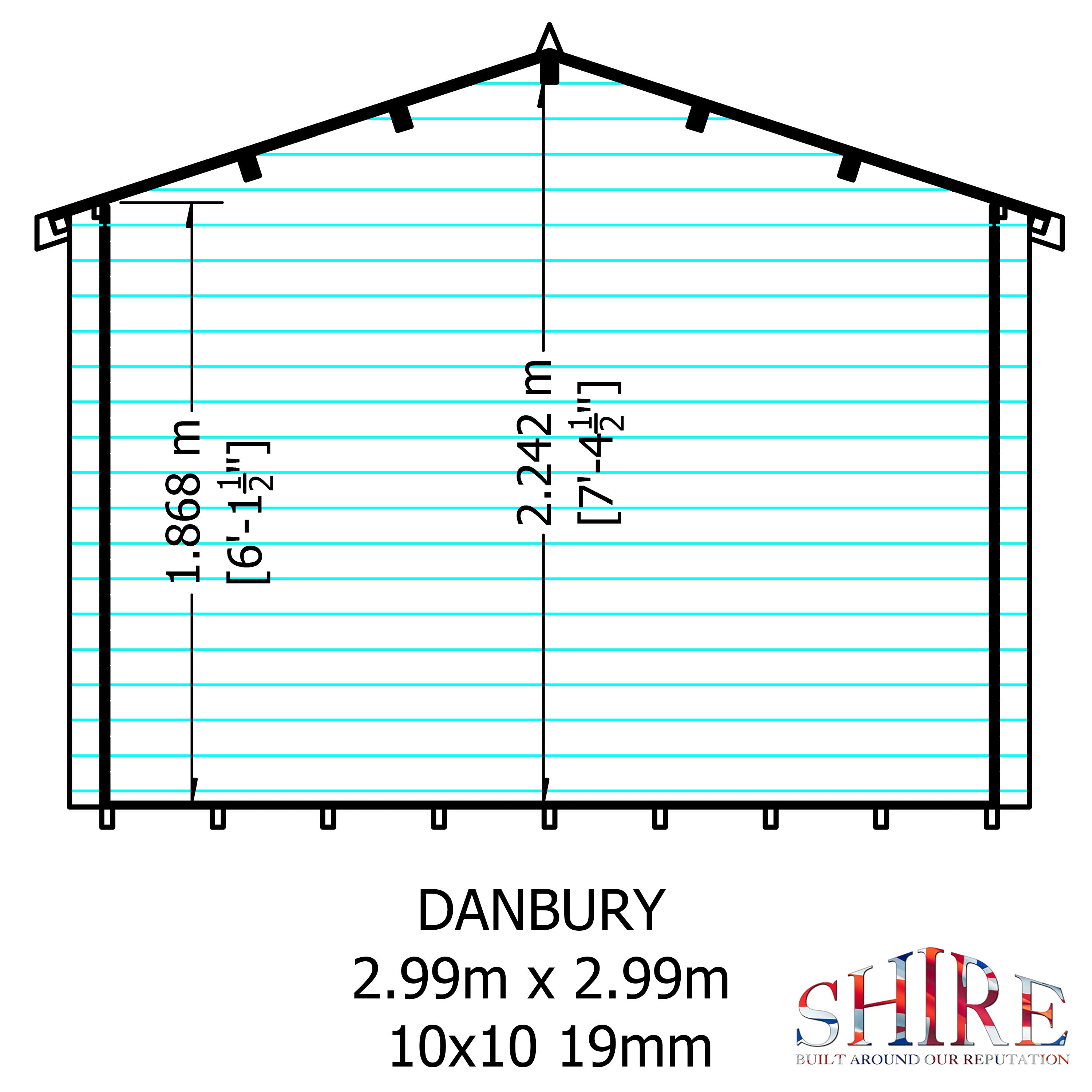 Shire Danbury 10x10 Log Cabin 19mm interlock  Cladding - Best Shed