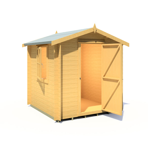 Shire Danbury 7x7 Log Cabin 19mm interlock  Cladding - Best Shed