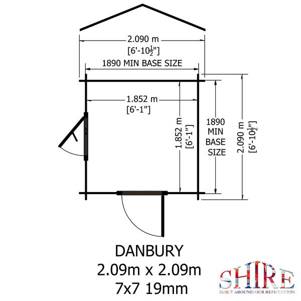 Shire Danbury 7x7 Log Cabin 19mm interlock  Cladding - Best Shed