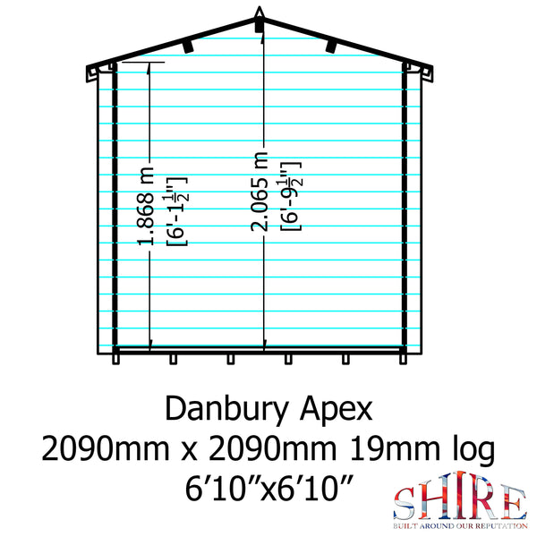 Shire Danbury 7x7 Log Cabin 19mm interlock  Cladding - Best Shed