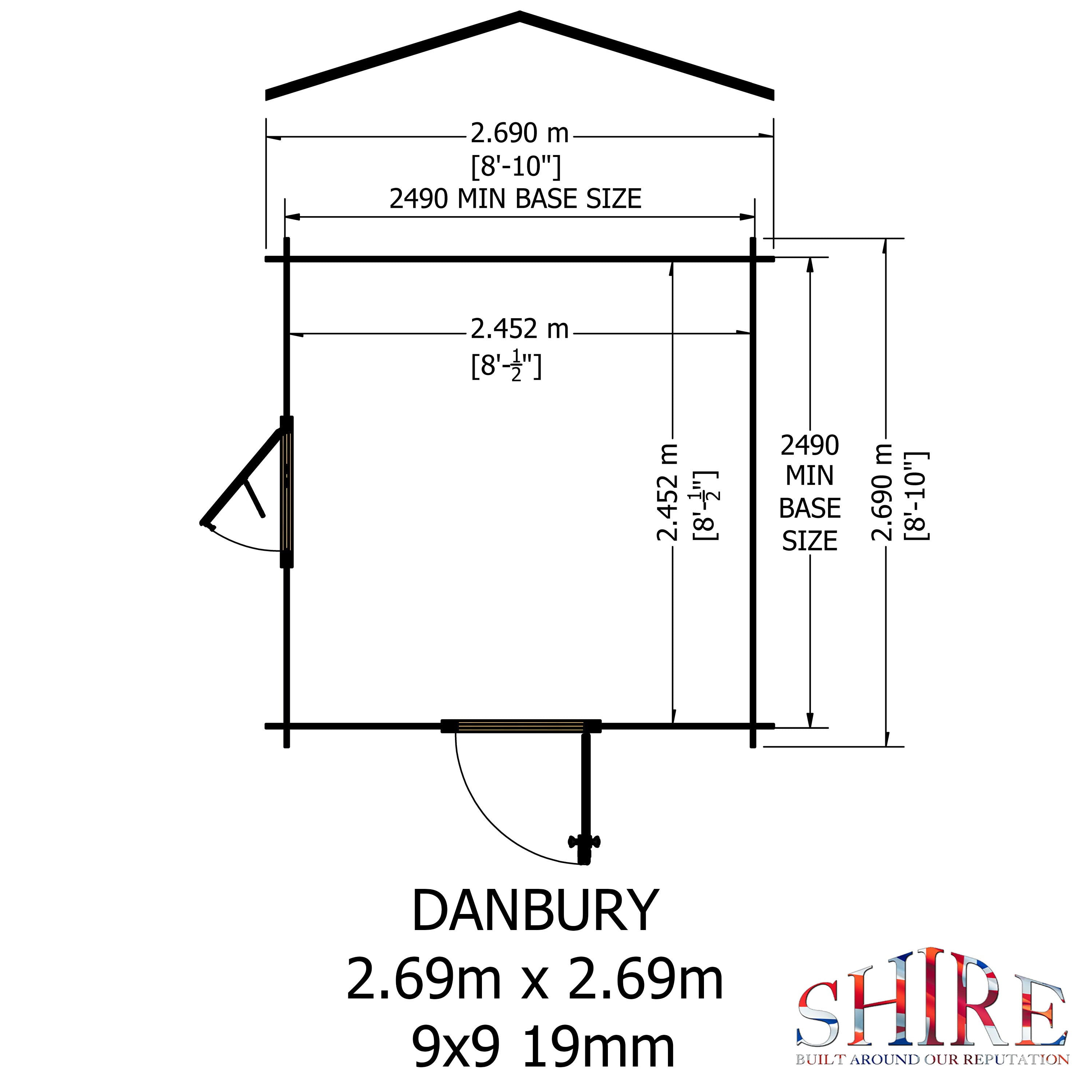 Shire Danbury 9x9 Log Cabin 19mm interlock  Cladding - Best Shed