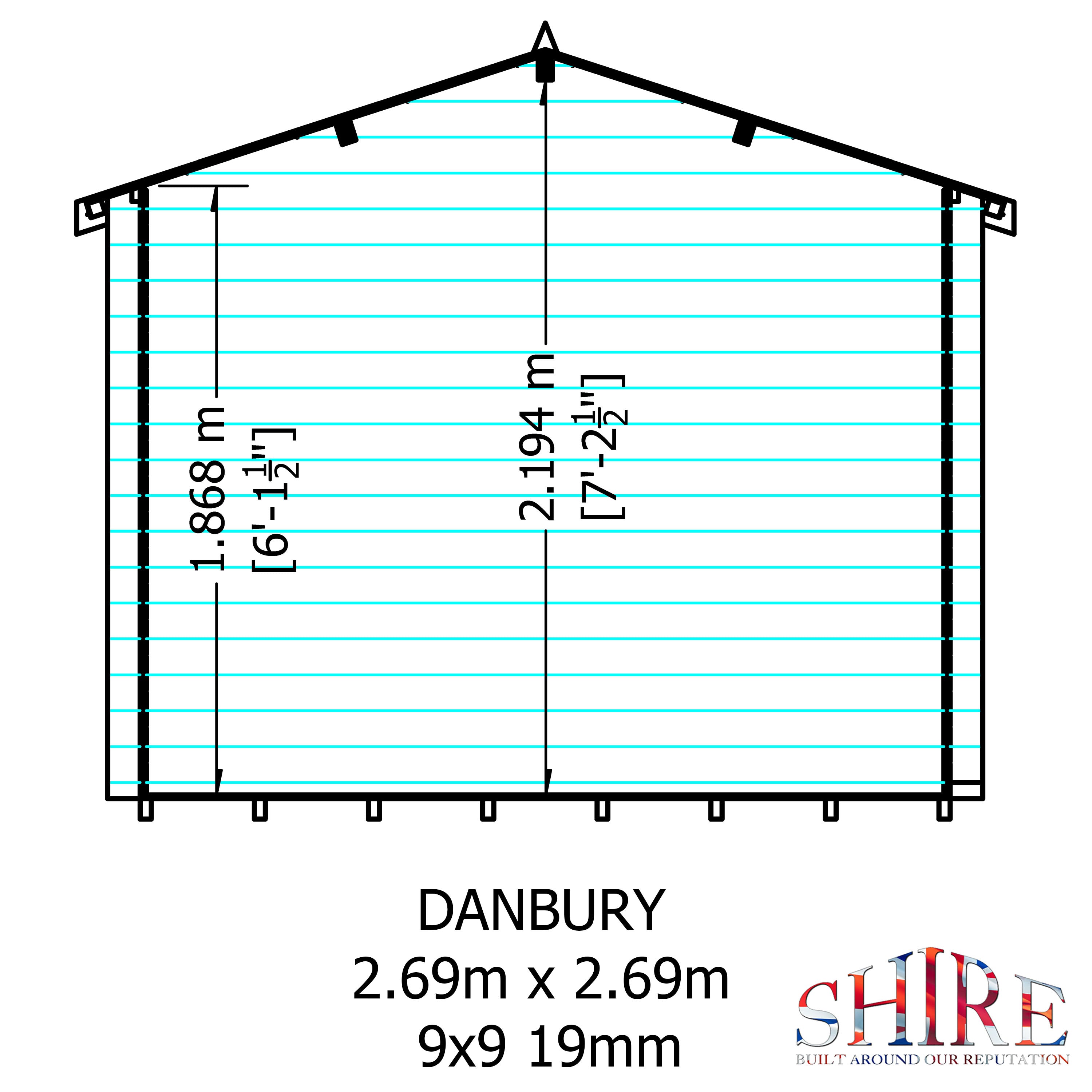 Shire Danbury 9x9 Log Cabin 19mm interlock  Cladding - Best Shed