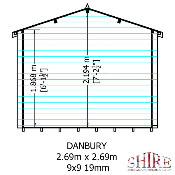 Shire Danbury 9x9 Log Cabin 19mm interlock  Cladding - Best Shed