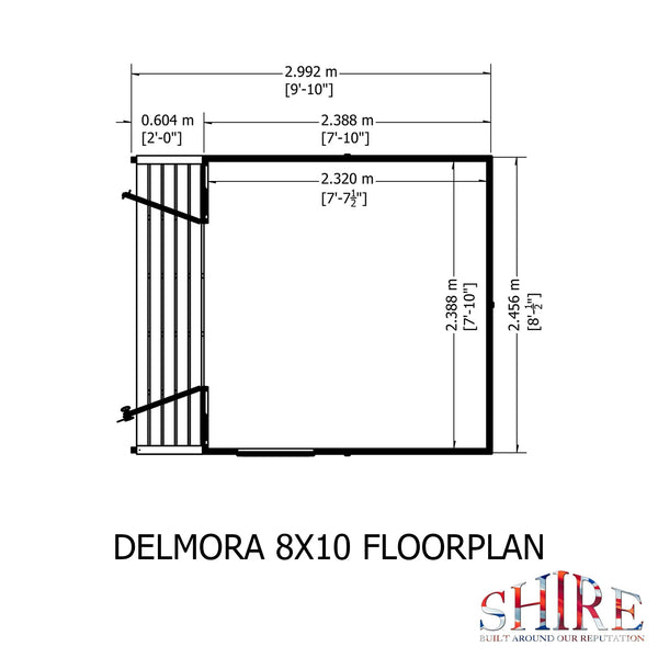 Shire Delmora 8x10 INC Verandah Summerhouse Interlock Cladding - Best Shed