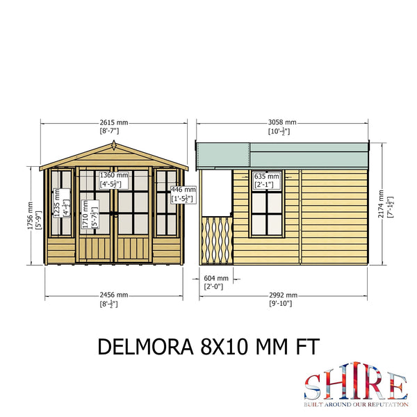 Shire Delmora 8x10 INC Verandah Summerhouse Interlock Cladding - Best Shed