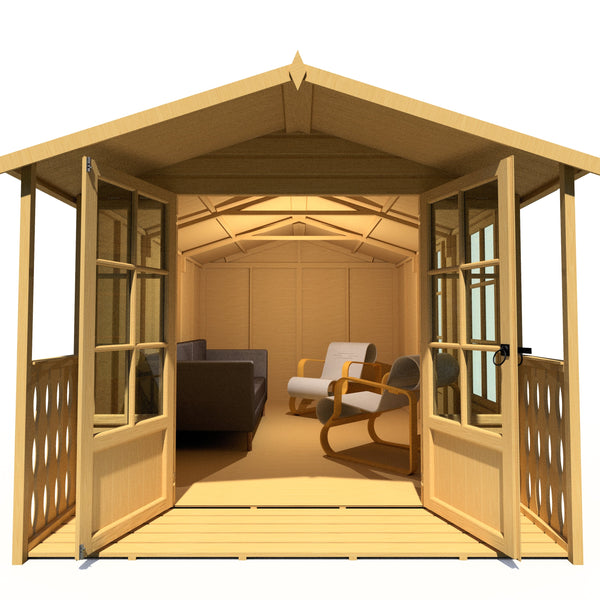 Shire Delmora 8x14 INC Verandah Summerhouse Interlock Cladding - Best Shed