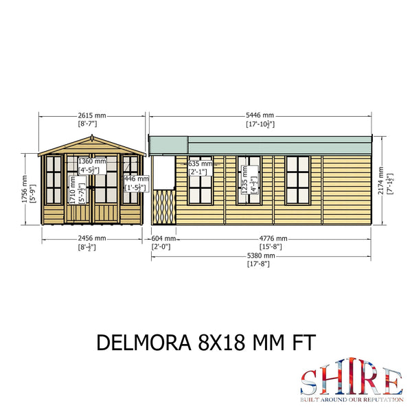 Shire Delamora 8x18 summerhouse with verandah - Best Shed