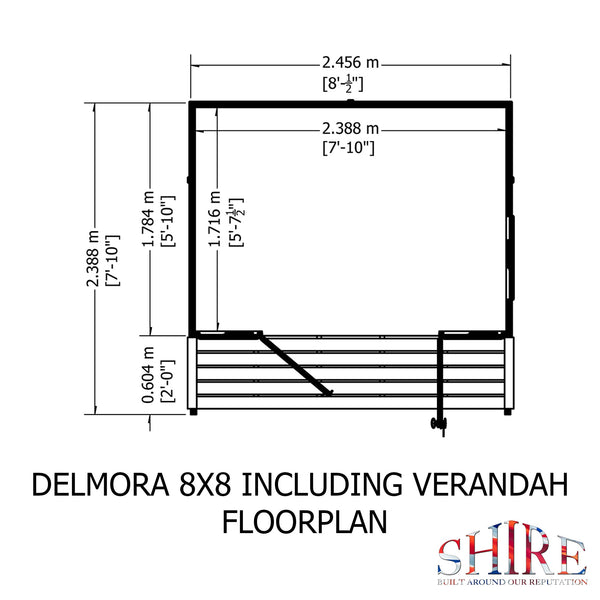 Shire Delmora 8x6 Sumerhouse and verandah Shiplap Interlock Cladding