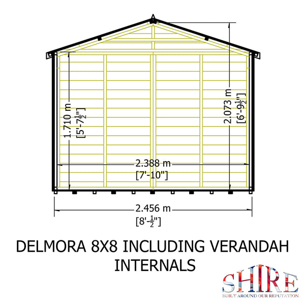 Shire Delmora 8x6 Sumerhouse and verandah Shiplap Interlock Cladding