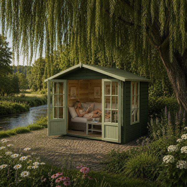 Shire Delmora 8x6 Sumerhouse and verandah Shiplap Interlock Cladding
