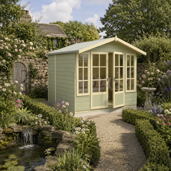 Shire Delmora 8x6 Sumerhouse and verandah Shiplap Interlock Cladding