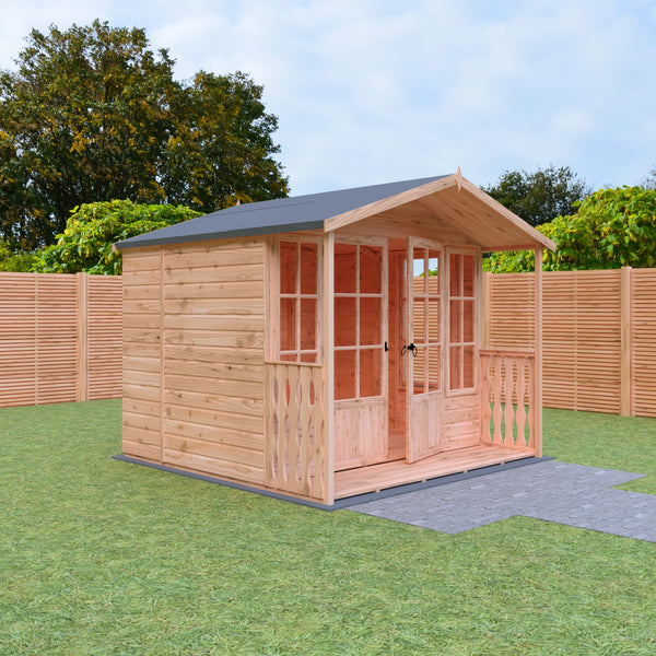 Shire Delmora 8x6 Sumerhouse and verandah Shiplap Interlock Cladding