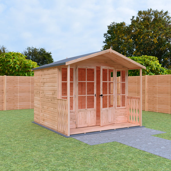 Shire Delmora 8x6 Sumerhouse and verandah Shiplap Interlock Cladding