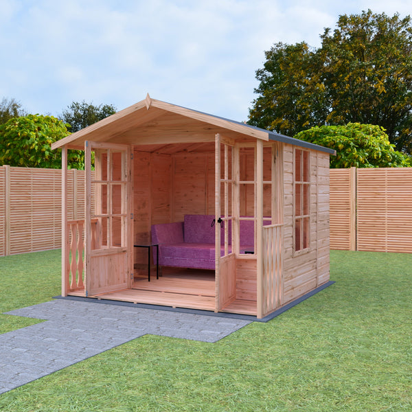 Shire Delmora 8x6 Sumerhouse and verandah Shiplap Interlock Cladding