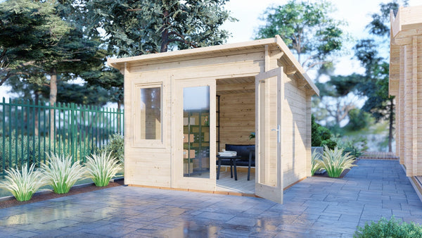 Shire Elm 10x10 Multiroom Pent Log Cabin 19mm interlock Cladding