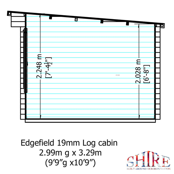 Shire 11x8 Edgefeild Log Cabin 19mm interlock Cladding - Best Shed