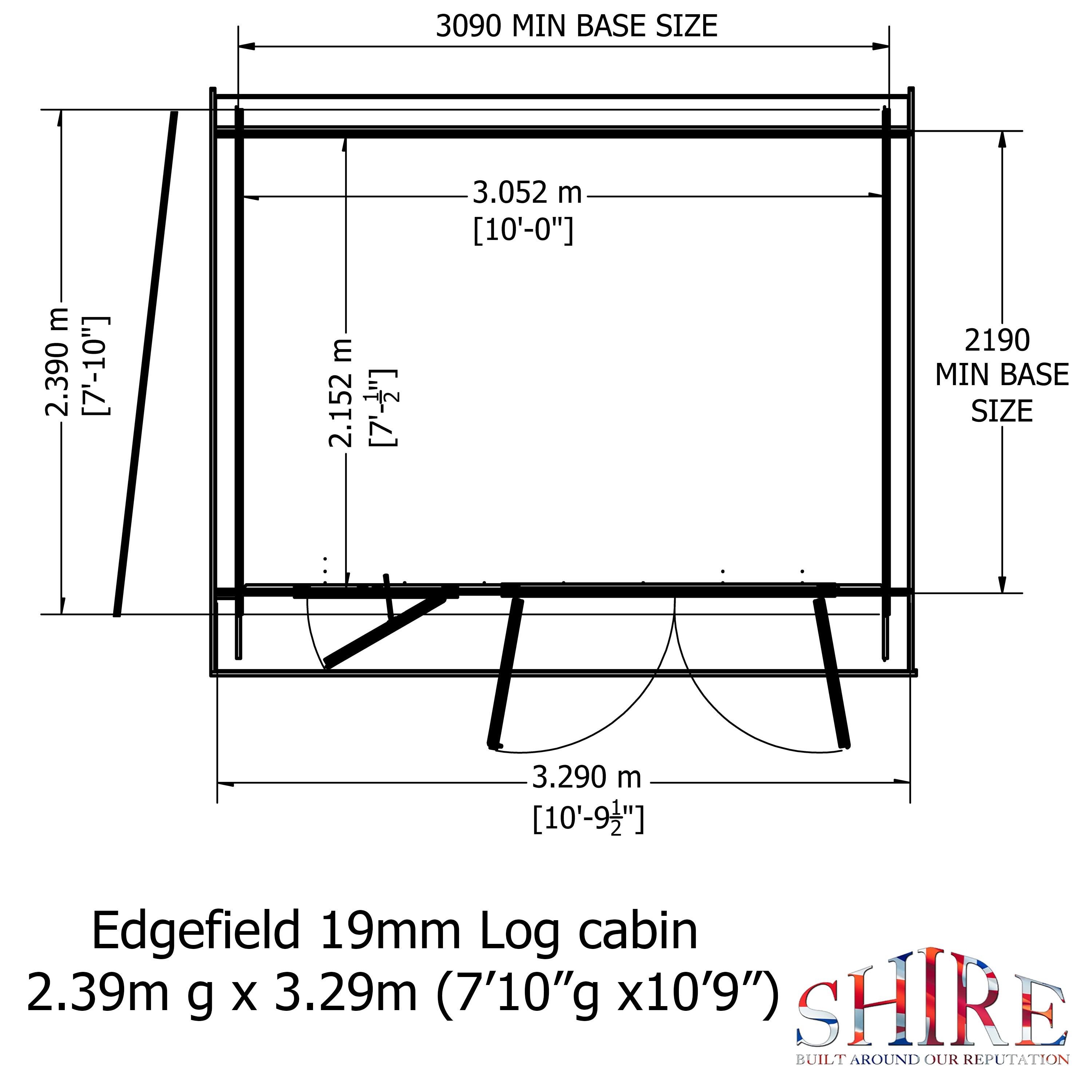 Shire 11x8 Edgefeild Log Cabin 19mm interlock Cladding - Best Shed