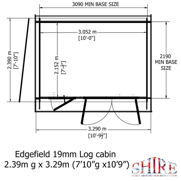 Shire 11x8 Edgefeild Log Cabin 19mm interlock Cladding - Best Shed