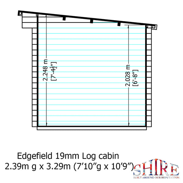Shire 11x8 Edgefeild Log Cabin 19mm interlock Cladding - Best Shed