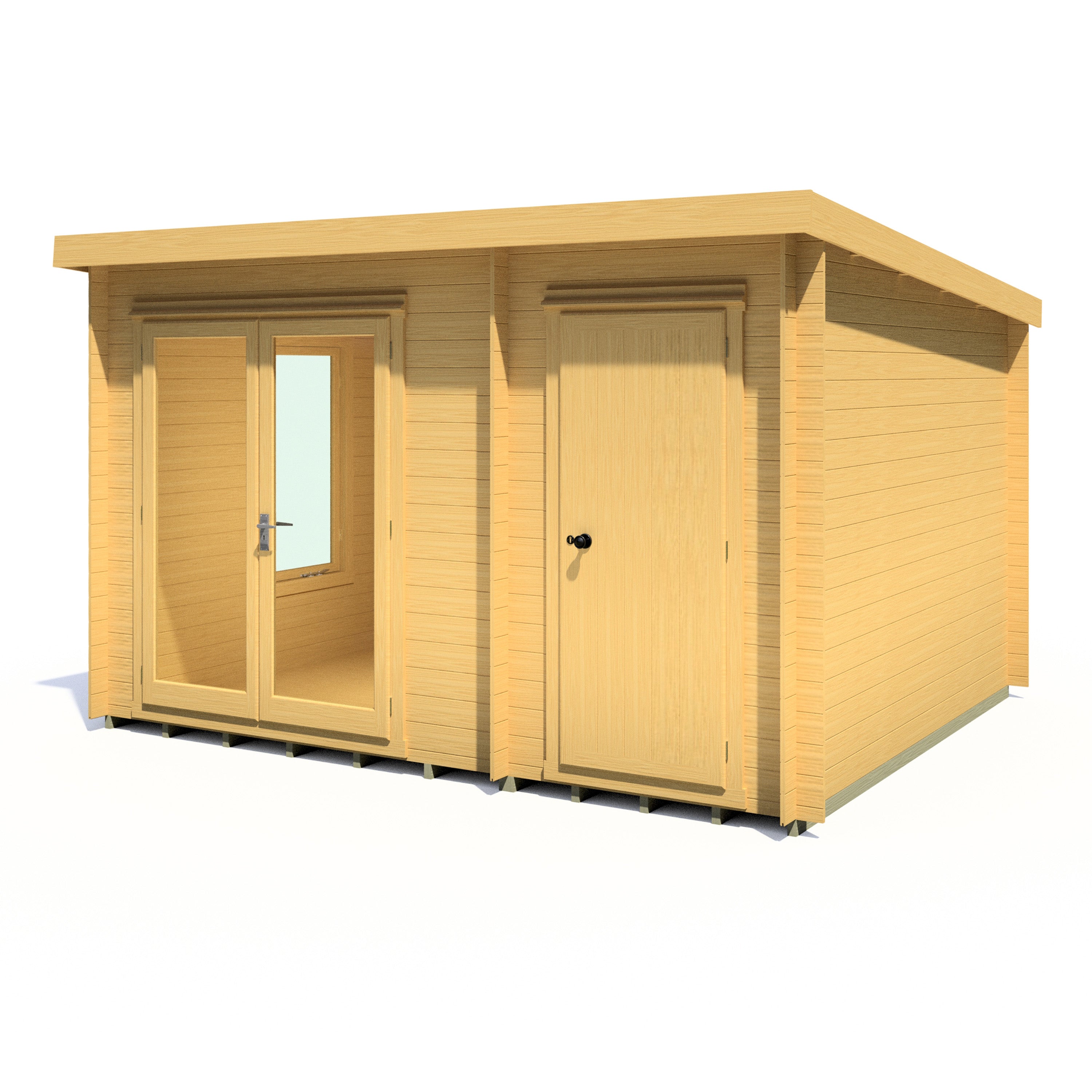 Shire Elm 10Gx12 Multiroom Pent Log Cabin 19mm interlock  Cladding - Best Shed