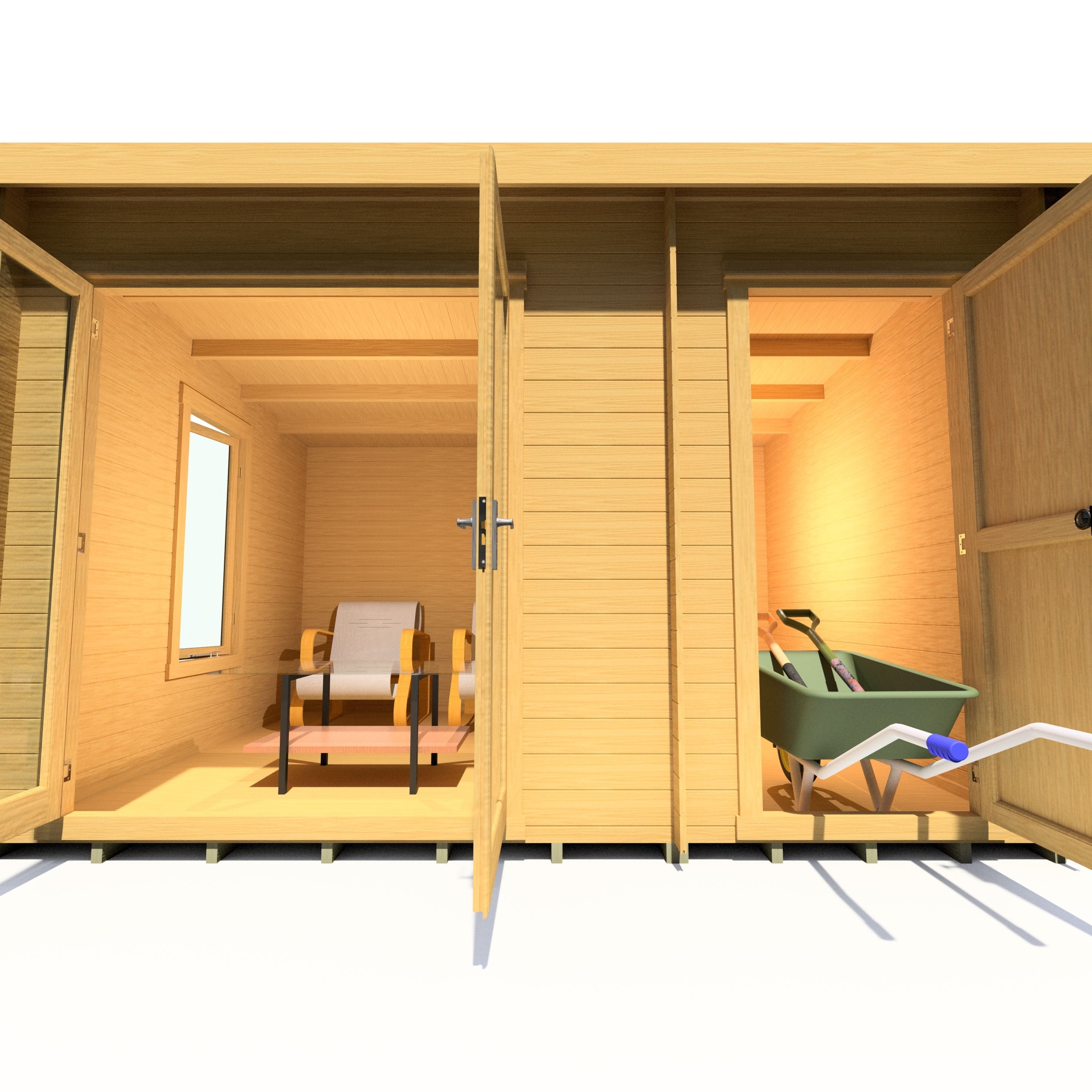 Shire Elm 10Gx12 Multiroom Pent Log Cabin 19mm interlock  Cladding - Best Shed