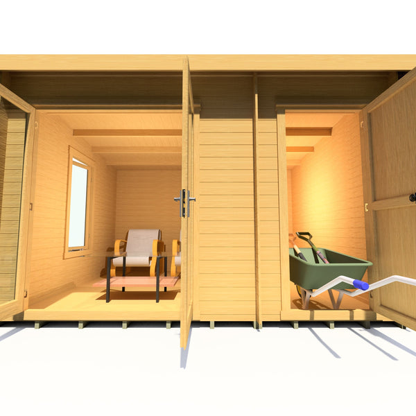 Shire Elm 10Gx12 Multiroom Pent Log Cabin 19mm interlock  Cladding - Best Shed