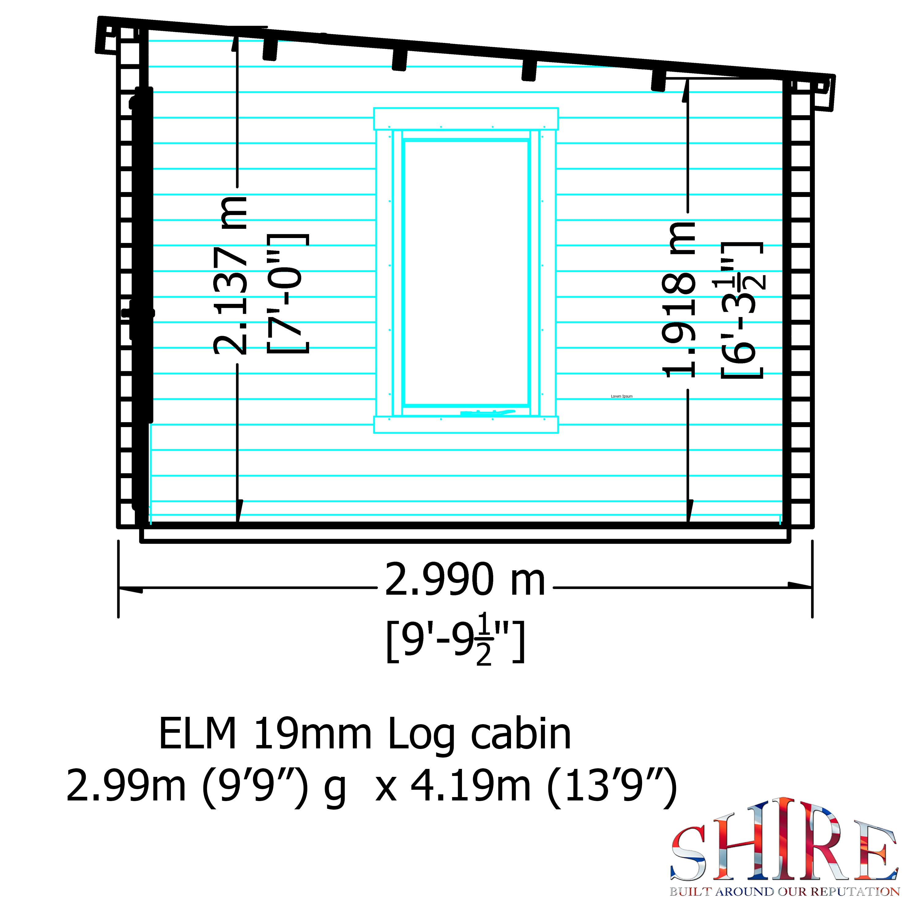 Shire Elm 10Gx14 Multiroom Pent Log Cabin 19mm interlock  Cladding - Best Shed