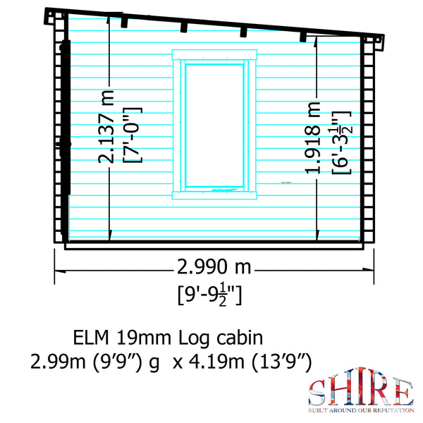 Shire Elm 10Gx14 Multiroom Pent Log Cabin 19mm interlock  Cladding - Best Shed