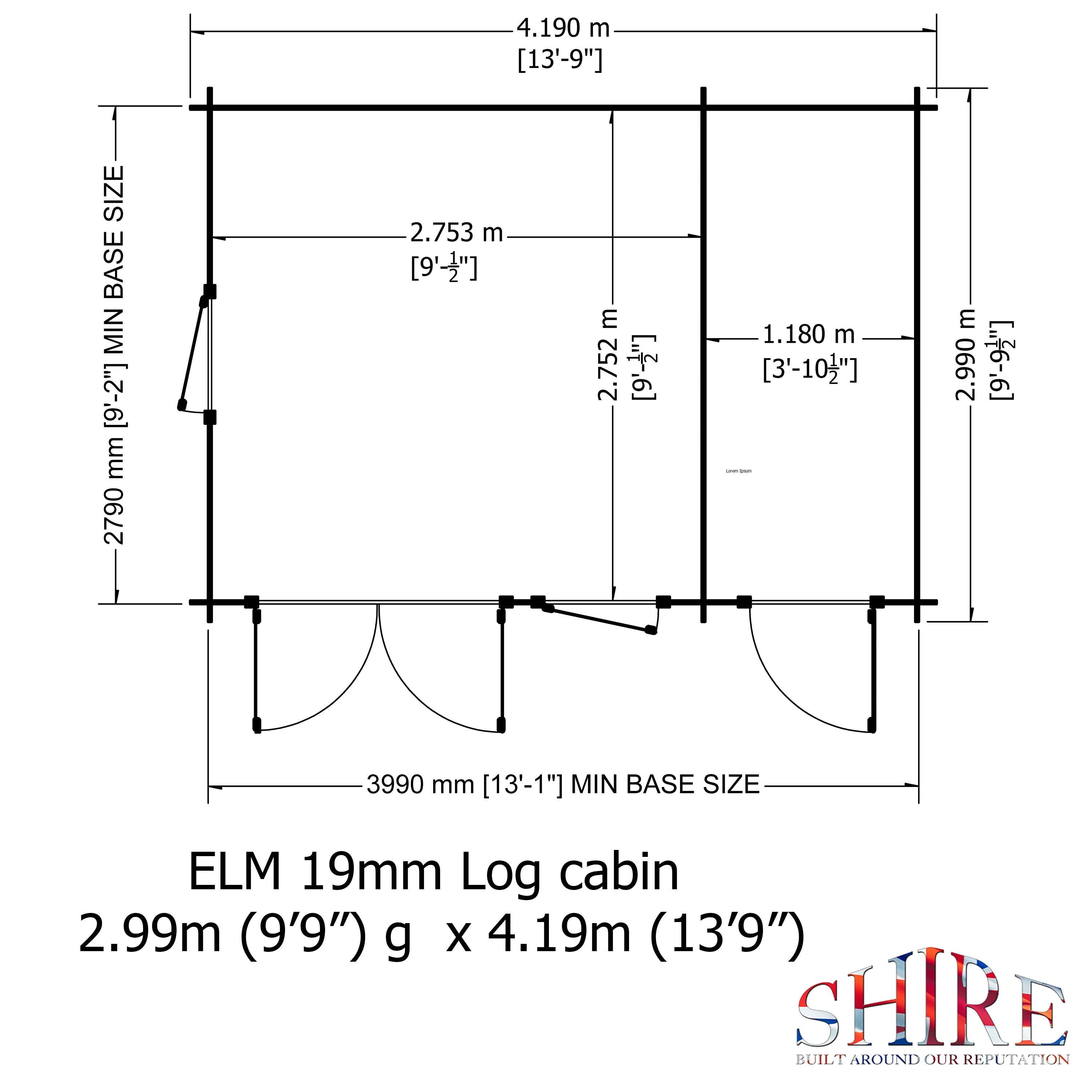 Shire Elm 10Gx14 Multiroom Pent Log Cabin 19mm interlock  Cladding - Best Shed
