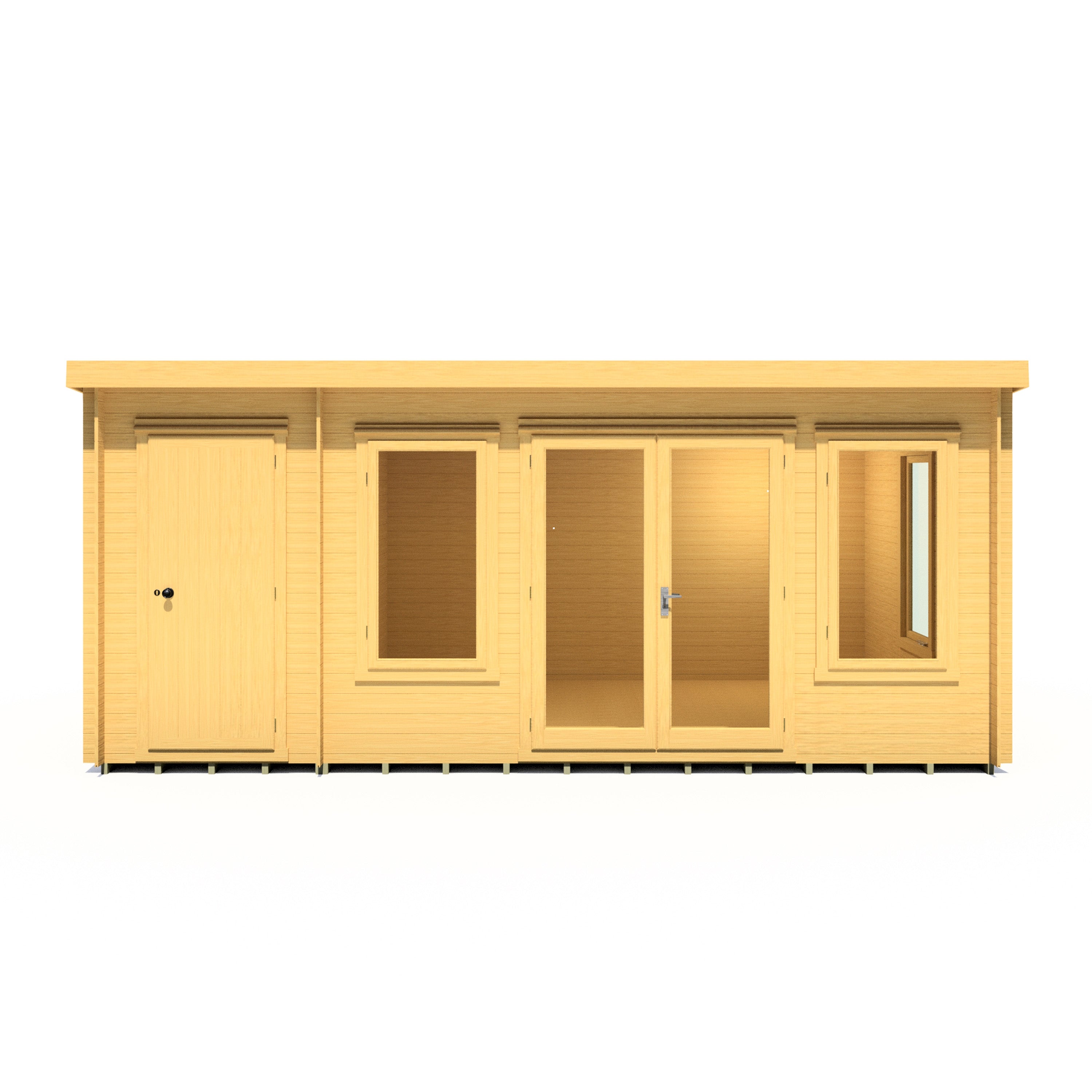 Shire Elm 10Gx17 Multiroom Pent Log Cabin 19mm interlock  Cladding - Best Shed