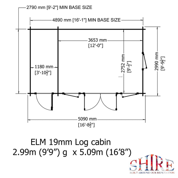 Shire Elm 10Gx17 Multiroom Pent Log Cabin 19mm interlock  Cladding - Best Shed