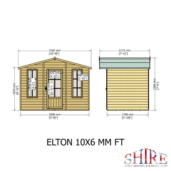 Elton 10x6 Summerhouse 12mm Shiplap cladding