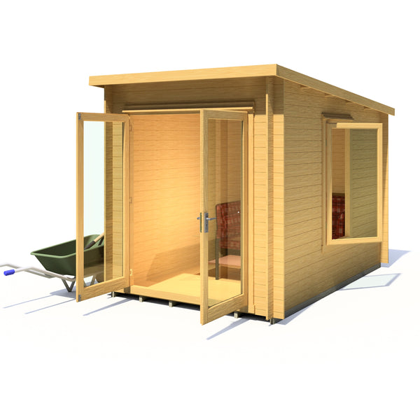 Shire Emneth 10x10 Pent Log Cabin 19mm interlock  Cladding - Best Shed