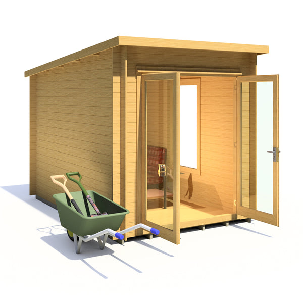 Shire Emneth 10x10 Pent Log Cabin 19mm interlock  Cladding
