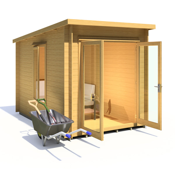 Shire Emneth 10Gx7 Pent Log Cabin 19mm interlock  Cladding - Best Shed