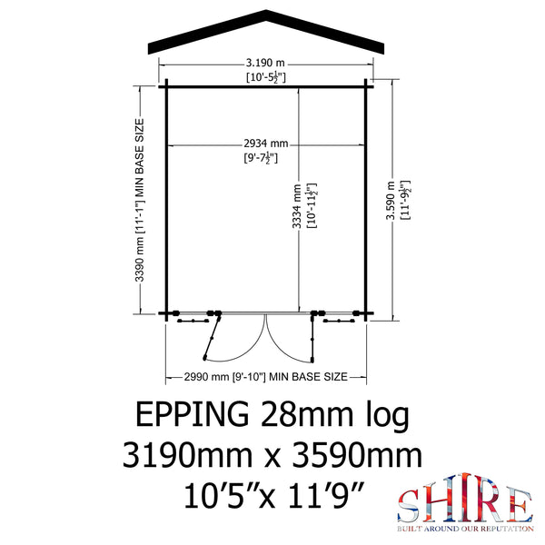 Shire 12x10 Epping log cabin 28mm Cladding - Best Shed