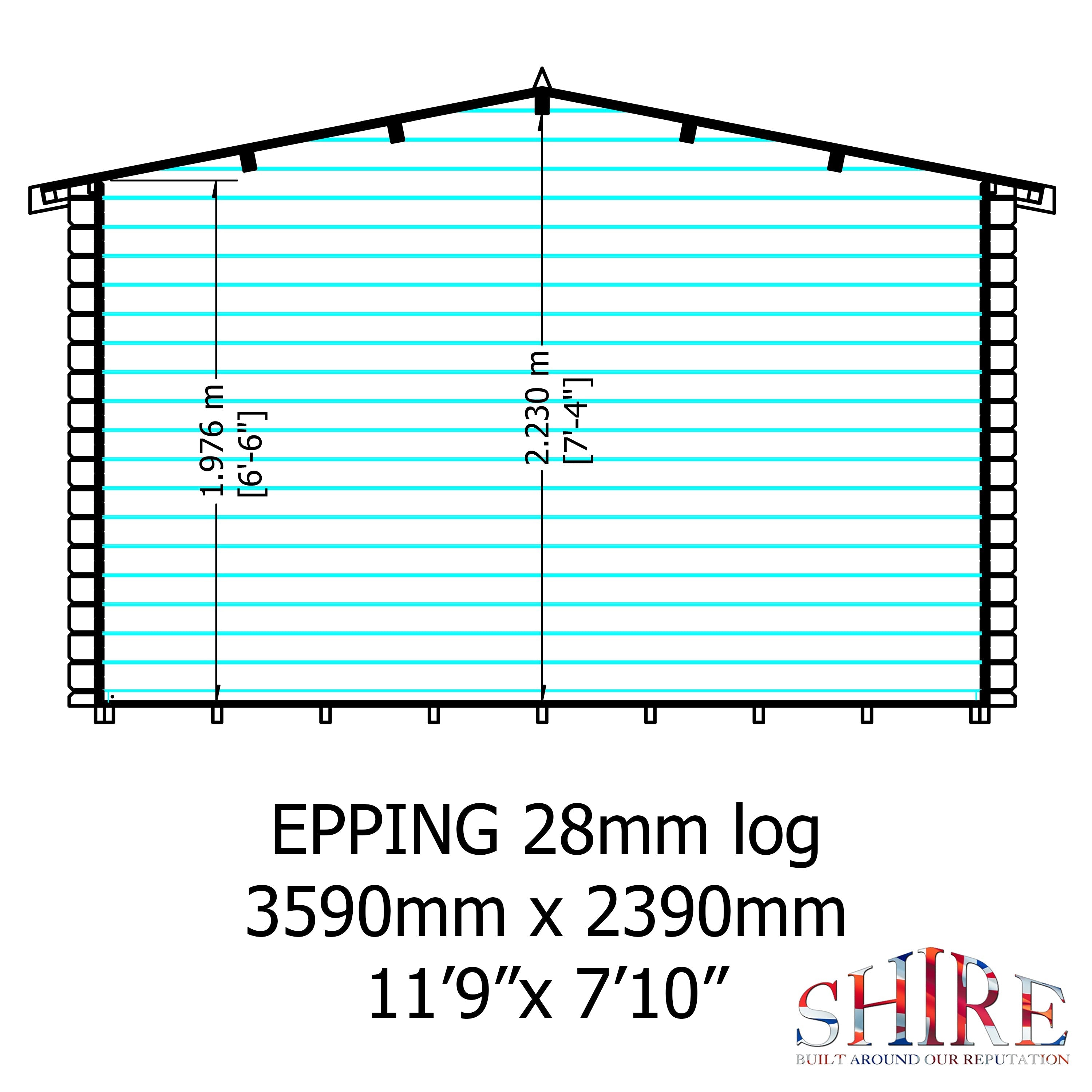 Shire 12x8 Epping log cabin 28mm Cladding - Best Shed