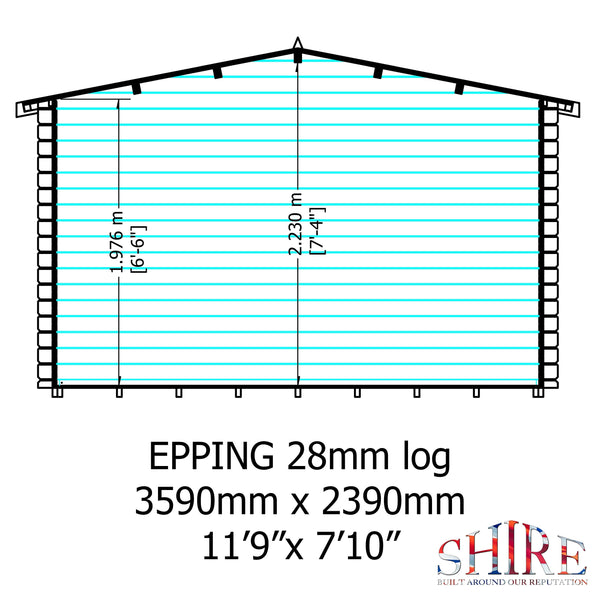 Shire 12x8 Epping log cabin 28mm Cladding - Best Shed