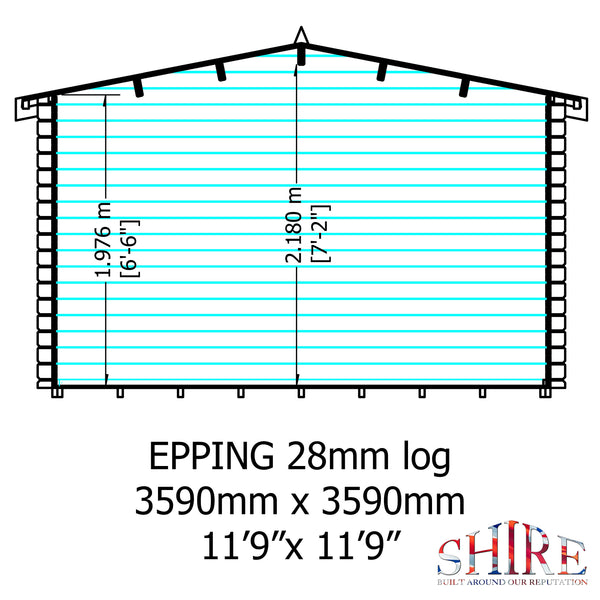 Shire 12x12 Epping log cabin 28mm Cladding - Best Shed