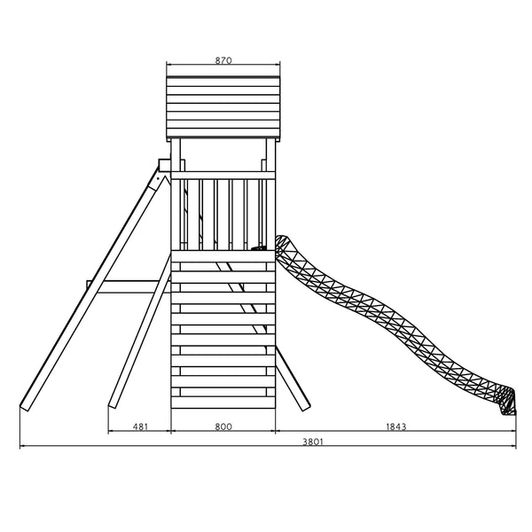 Gaia Climbing Frame Tower with swings climbing rope and slide - Best Shed