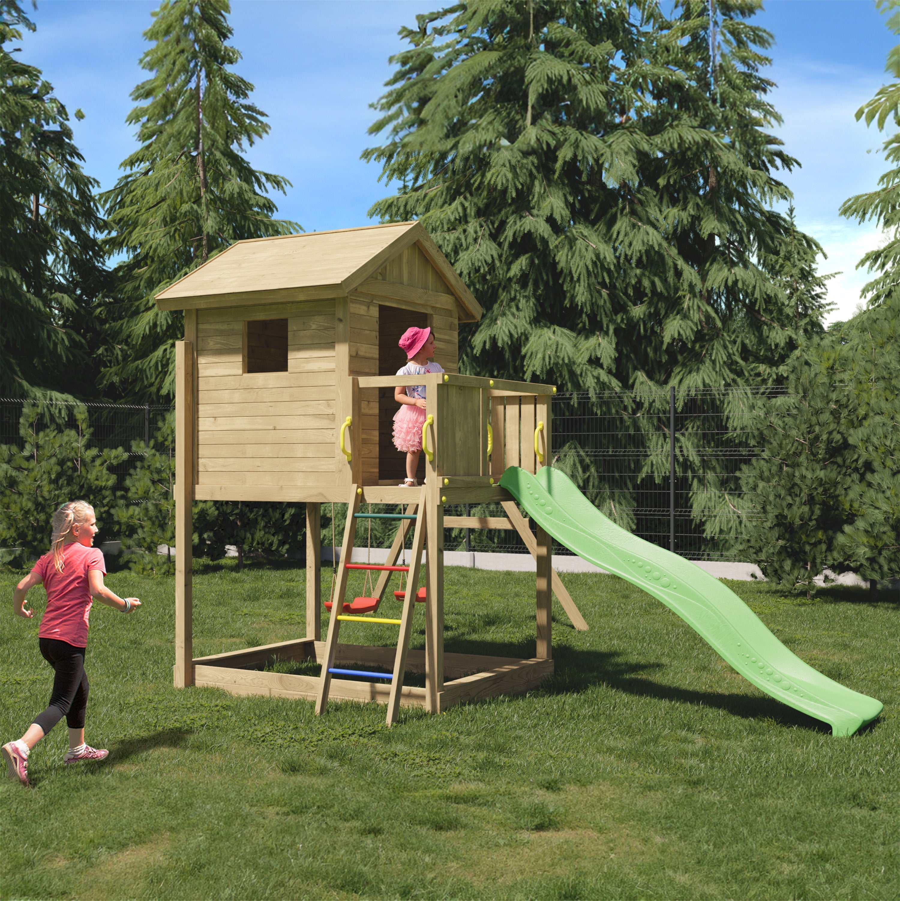 Galaxy Climbing Frame Playhouse with Swings and Slide - Best Shed