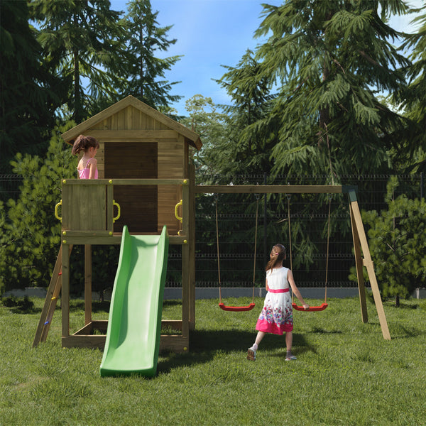 Galaxy Climbing Frame Playhouse with Swings and Slide - Best Shed