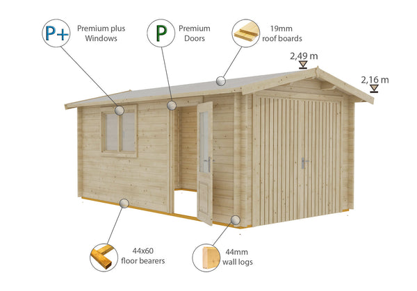 Shire Garage 10Gx17 Apex Log Cabin - Best Shed
