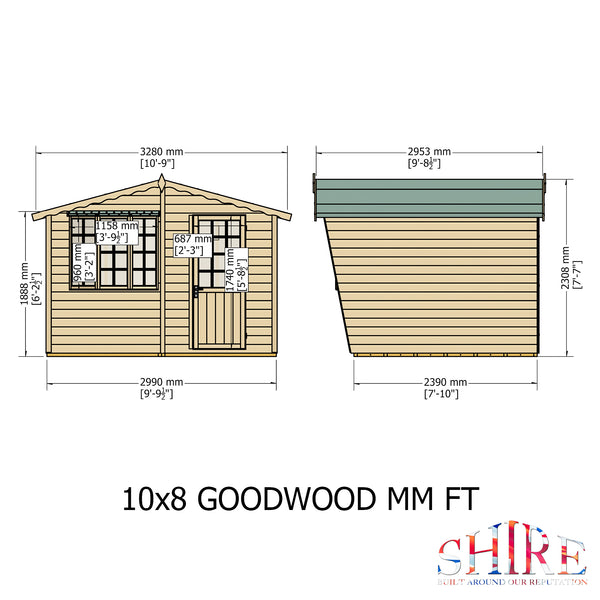 Goodwood 10x8 Style C Summerhouse 12mm Shiplap