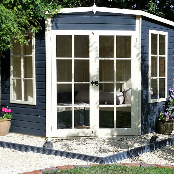 Shire Hampton 7x7 Corner Summerhouse 12mm Interlock Cladding - Best Shed