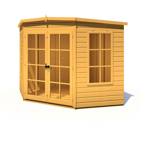 Shire Hampton 8x8 Corner Summerhouse 12mm Interlock Cladding - Best Shed